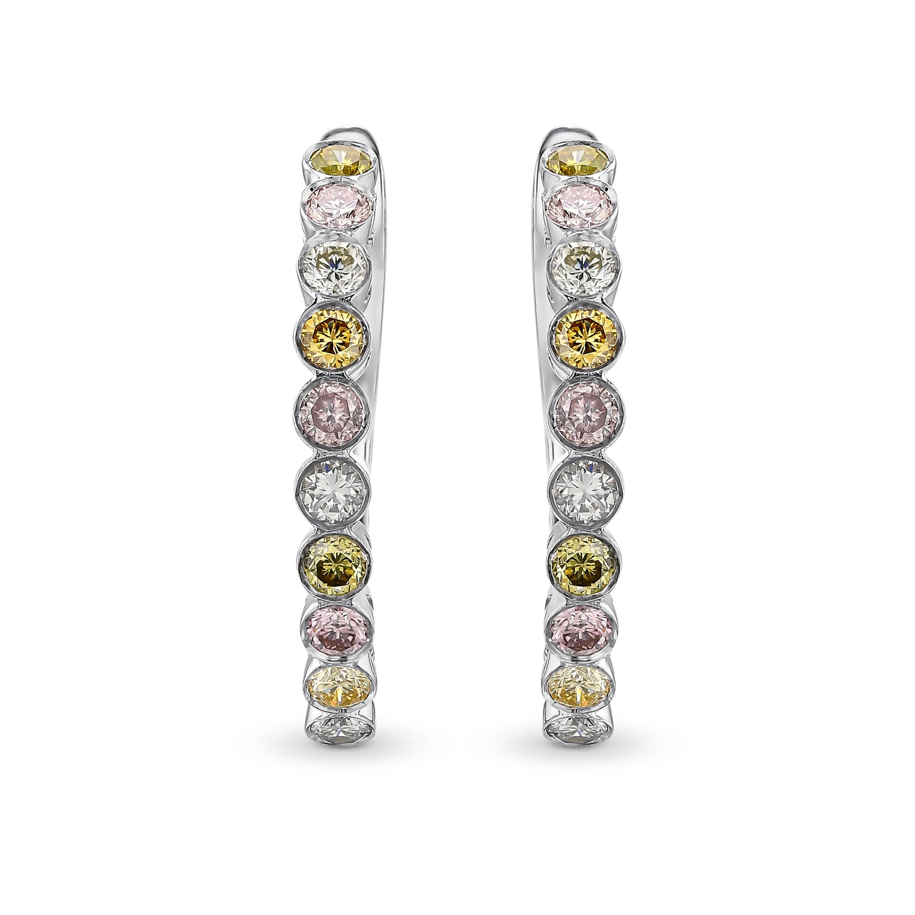 Multicolor Diamond Hoop Drop Earrings