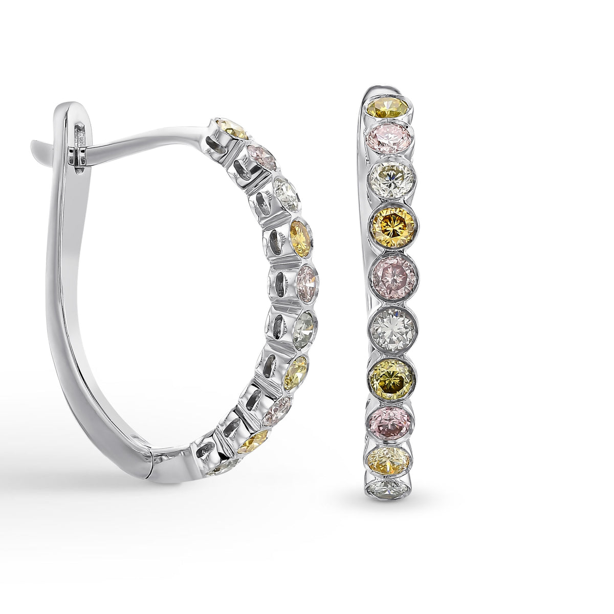 Multicolor Diamond Hoop Drop Earrings