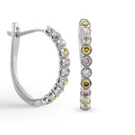 Multicolor Diamond Hoop Drop Earrings