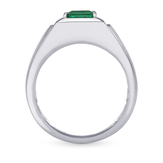 Gents Green Colombian Emerald Solitaire Ring