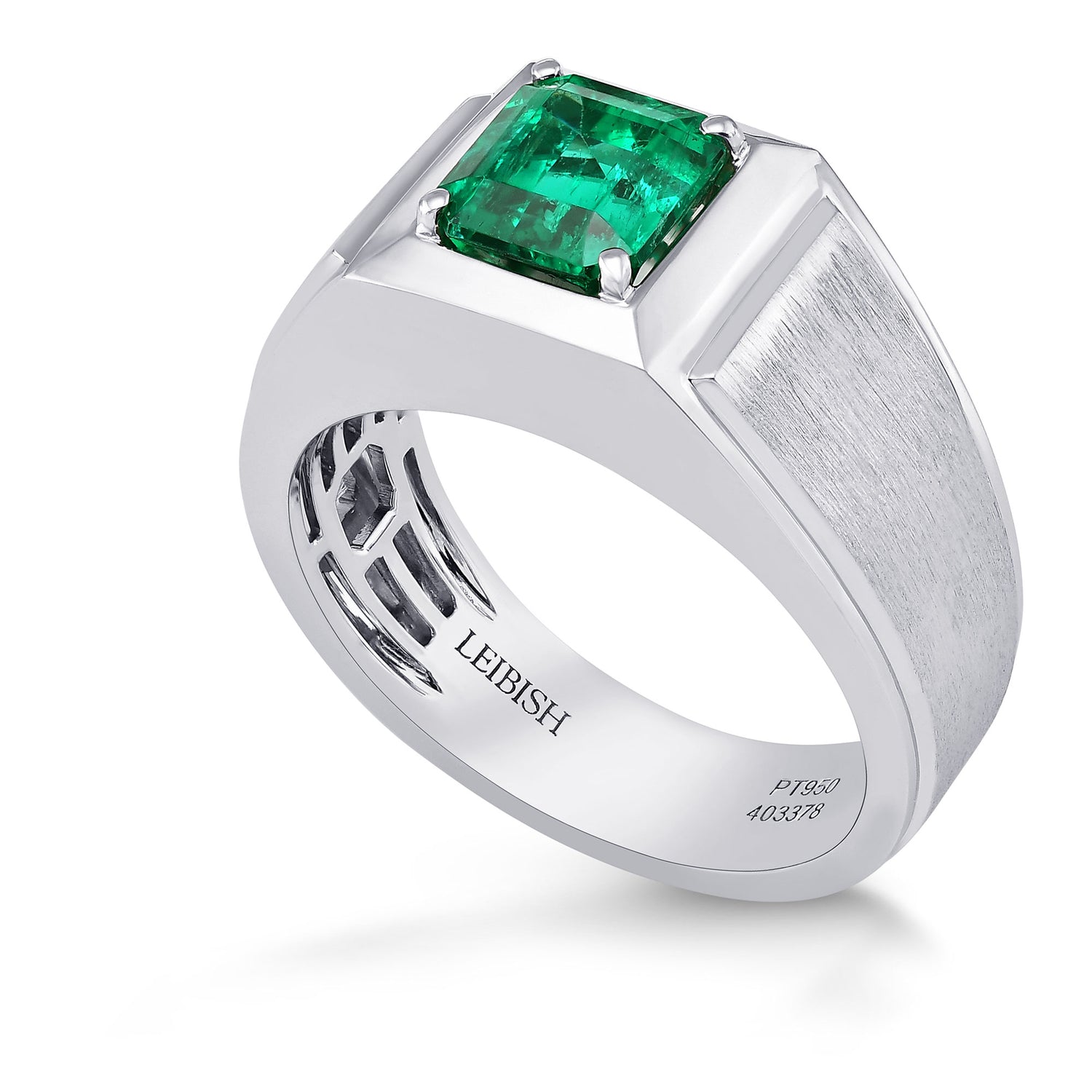 Gents Green Colombian Emerald Solitaire Ring