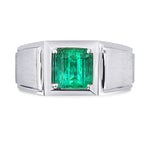 Gents Green Colombian Emerald Solitaire Ring