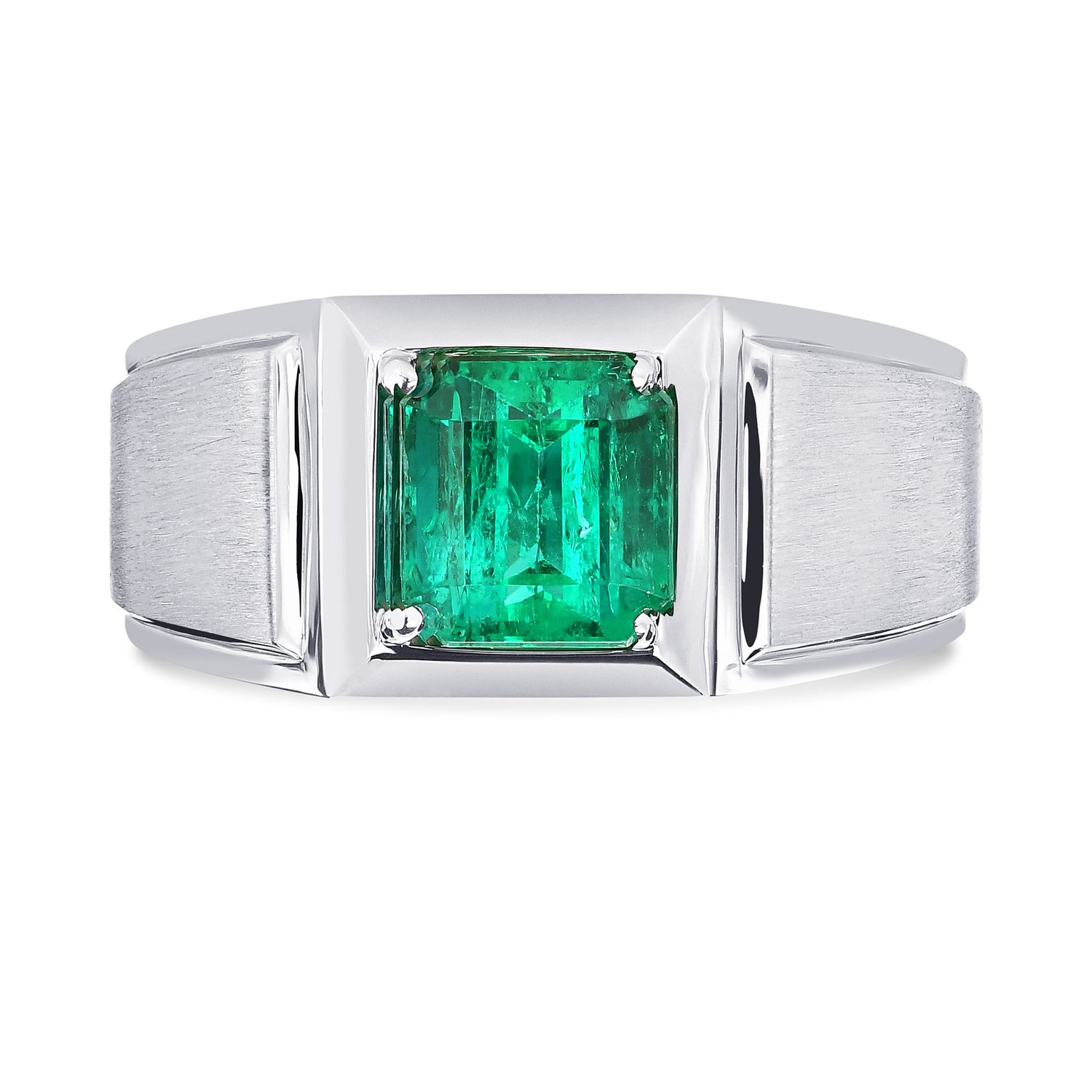 Gents Green Colombian Emerald Solitaire Ring