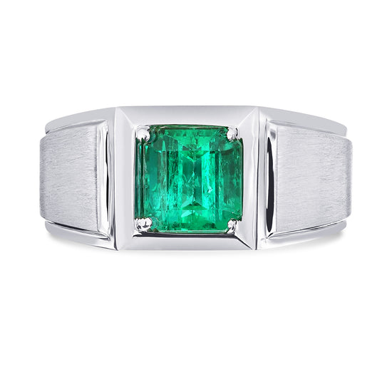 Gents Green Colombian Emerald Solitaire Ring