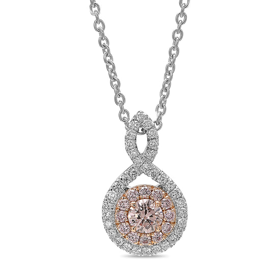 Cross-over Pink Diamond Double Halo Pendant Setting - 5