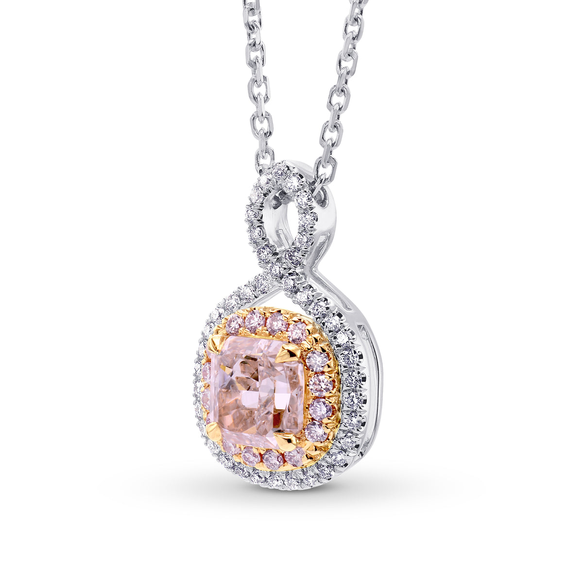 Cross-over Pink Diamond Double Halo Pendant Setting - 2