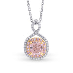 Cross-over Pink Diamond Double Halo Pendant Setting