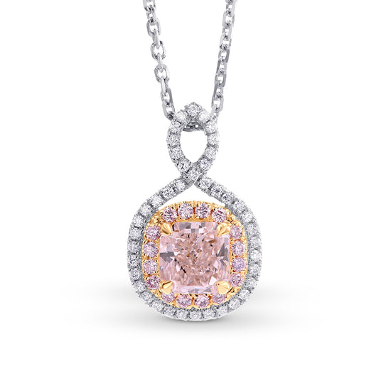 Cross-over Pink Diamond Double Halo Pendant Setting