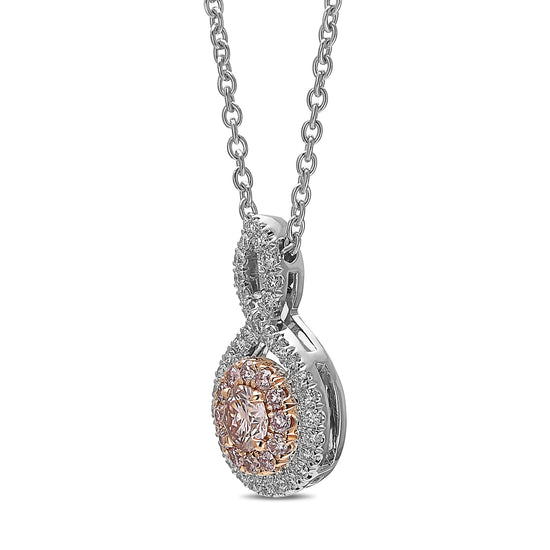 Cross-over Pink Diamond Double Halo Pendant Setting - 6