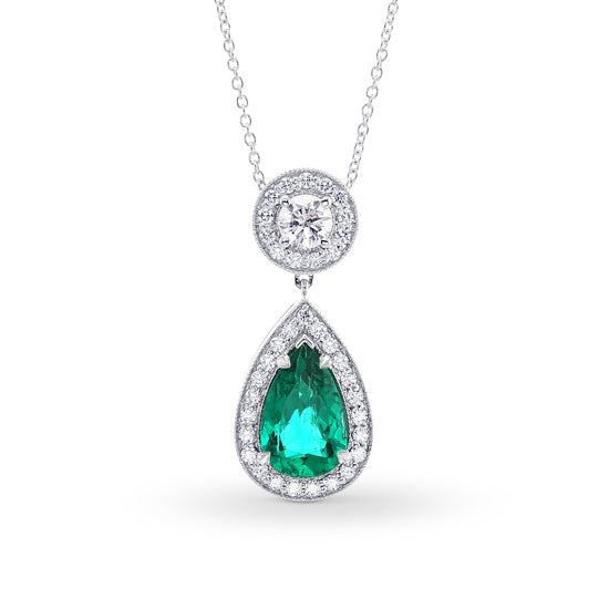 Drop Diamond Halo Pendant with Round Brilliants