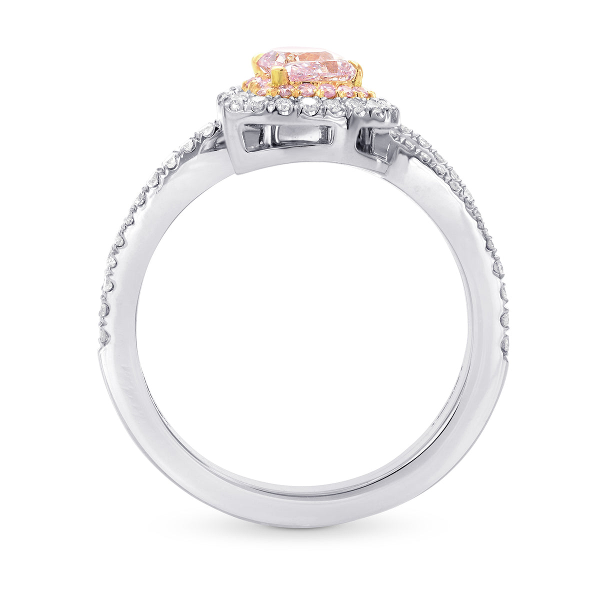 Twin Pink Pear Diamond Halo Ring Setting - 2