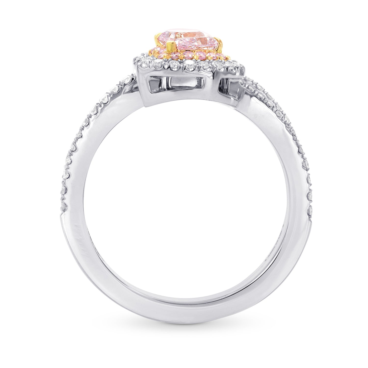 Twin Pink Pear Diamond Halo Ring Setting - 2