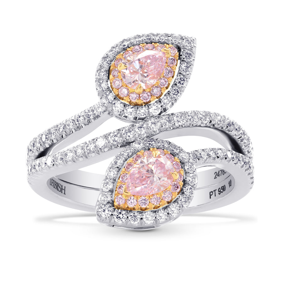 Twin Pink Pear Diamond Halo Ring Setting
