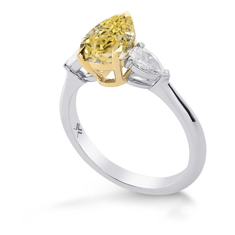 Engagement Three-stone Pear & Wedding Ring Setting - 2