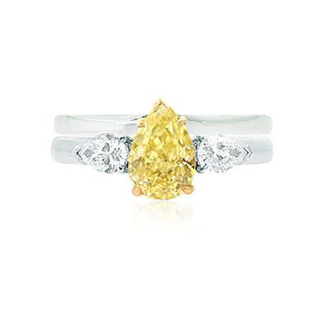 Engagement Three-stone Pear & Wedding Ring Setting - 3