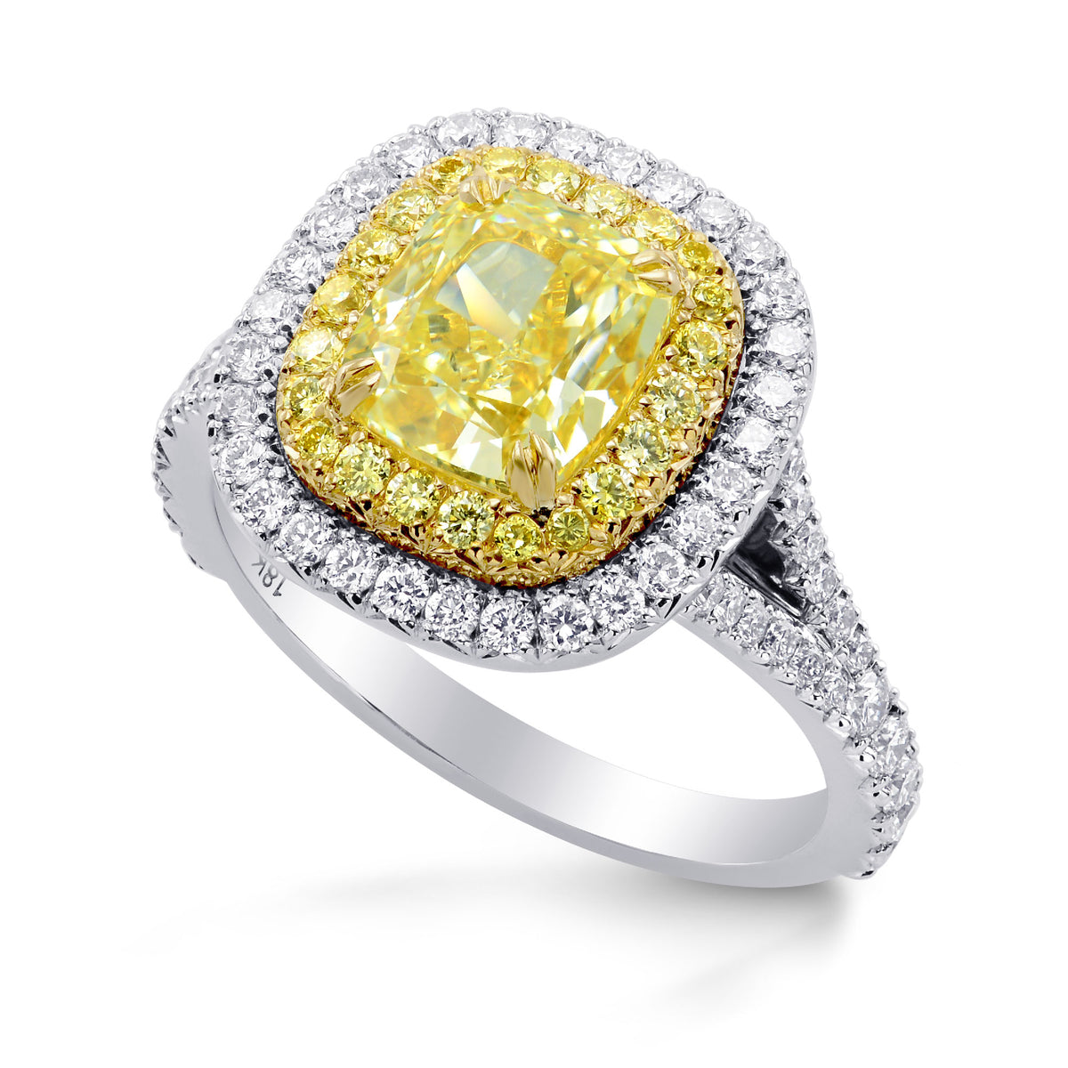 Yellow Diamond Double Halo Ring Setting - 3
