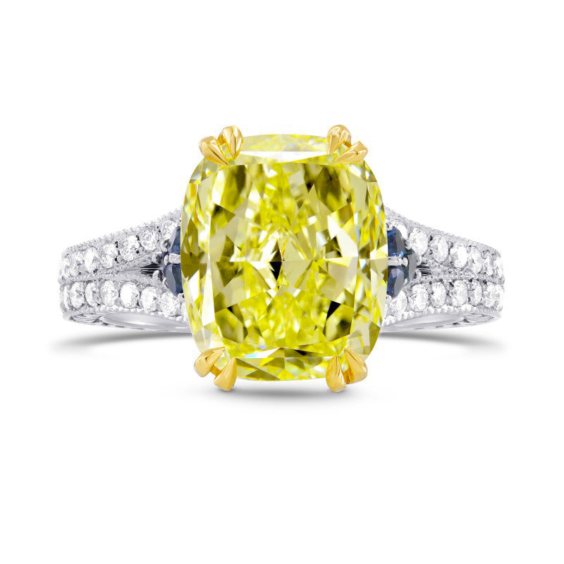 Carved Vintage Style Diamond Ring Setting with Sapphire Accents