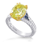 Carved Vintage Style Diamond Ring Setting with Sapphire Accents - 3