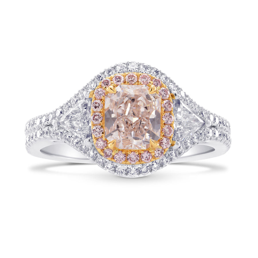 Double Halo Ring Setting with Pink Diamonds & Triangles