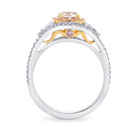 Double Halo Ring Setting with Pink Diamonds & Triangles - 2