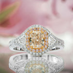 Double Halo Ring Setting with Pink Diamonds & Triangles - 3