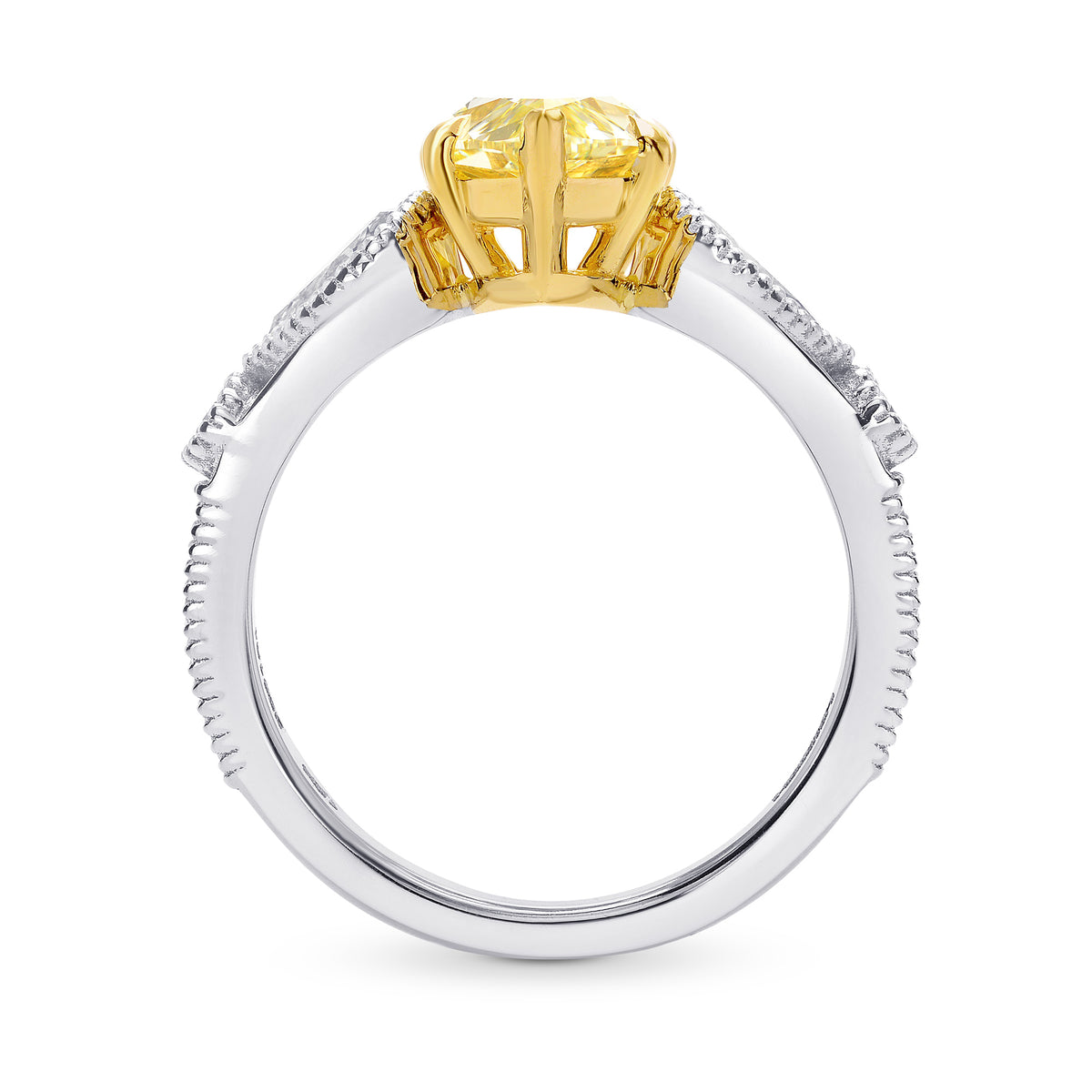 Pear Accent Side-stone Diamond Ring Setting with Milgrain - 2