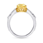 Pear Accent Side-stone Diamond Ring Setting with Milgrain - 2
