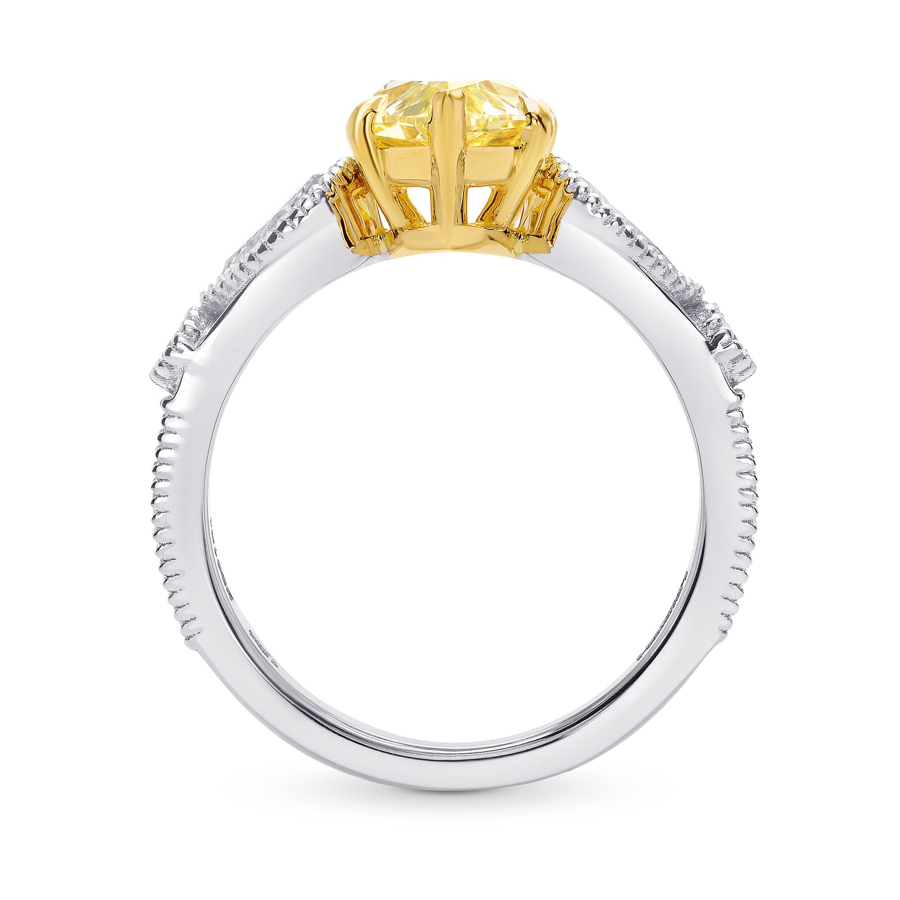 Pear Accent Side-stone Diamond Ring Setting with Milgrain - 2