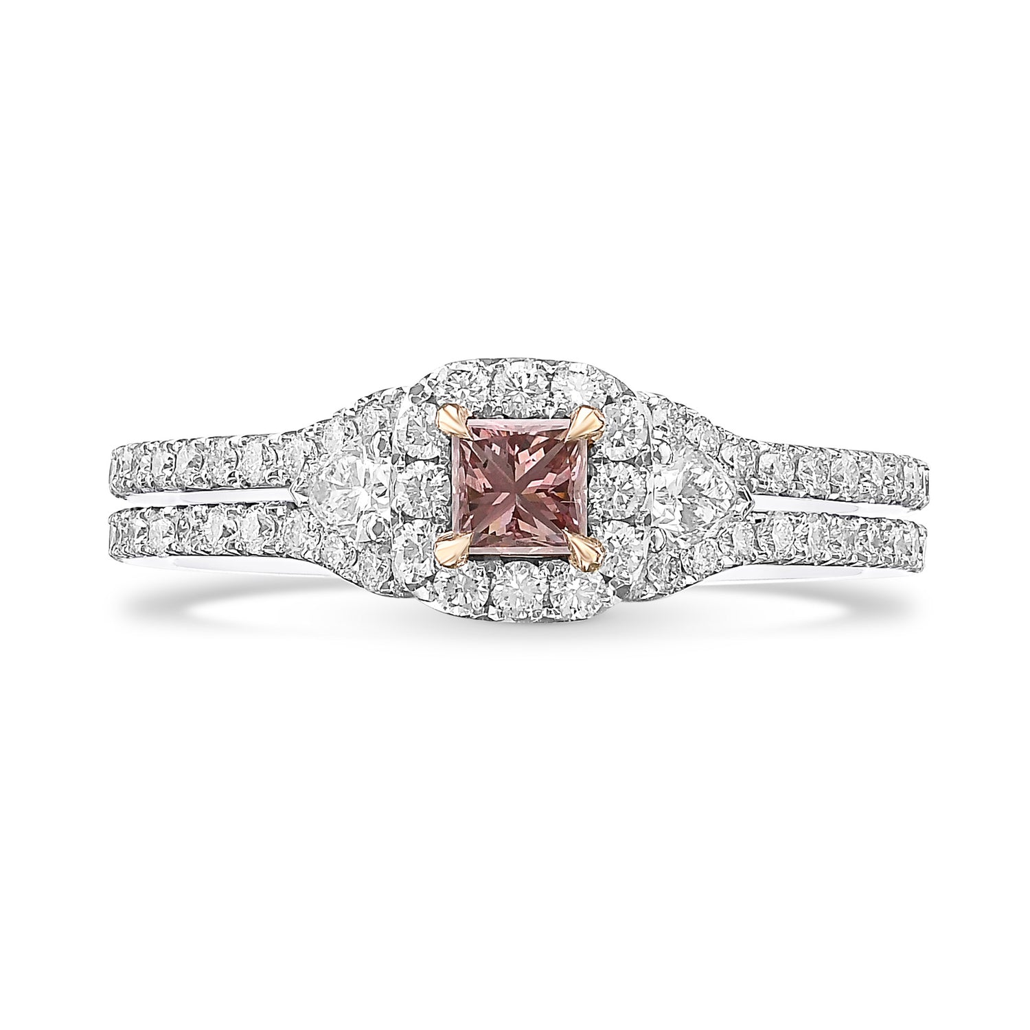 Halo, Pear & Pink Diamond Ring Setting