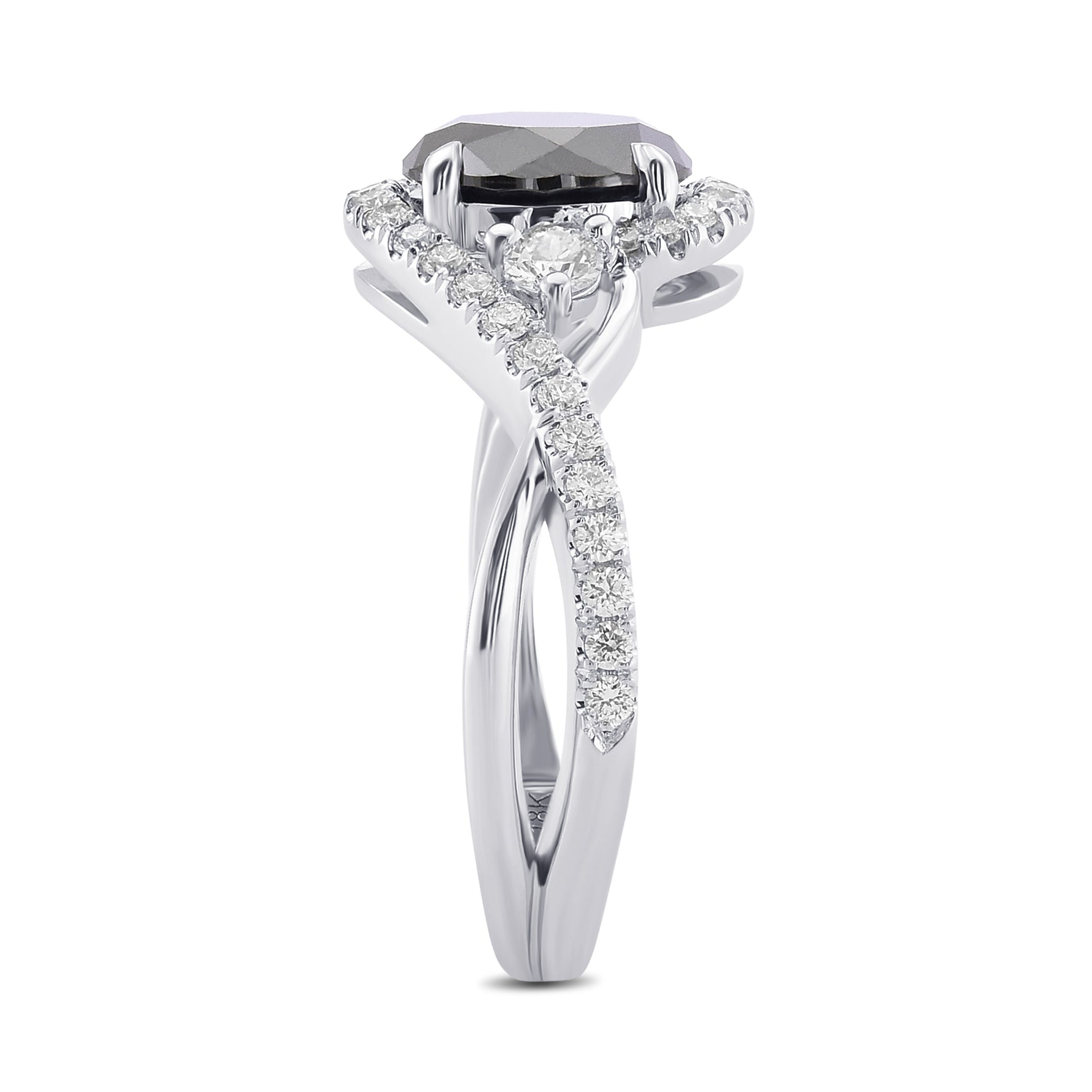 Halo Three-Stone Diamond Ring Setting - 3