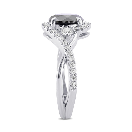 Halo Three-Stone Diamond Ring Setting - 3