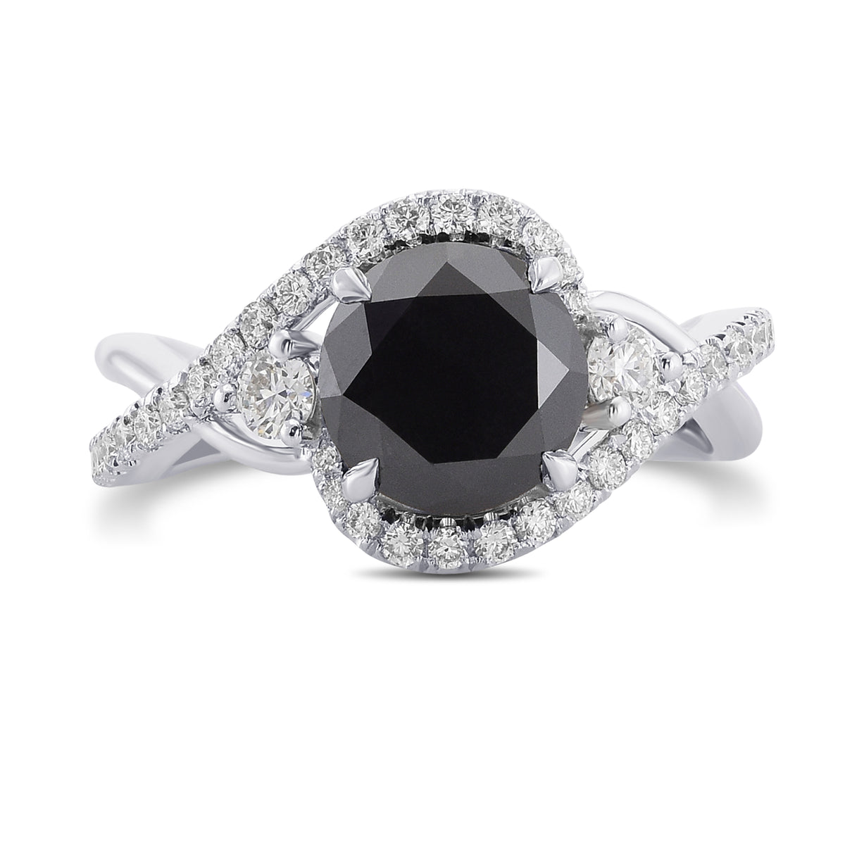 Halo Three-Stone Diamond Ring Setting - 2