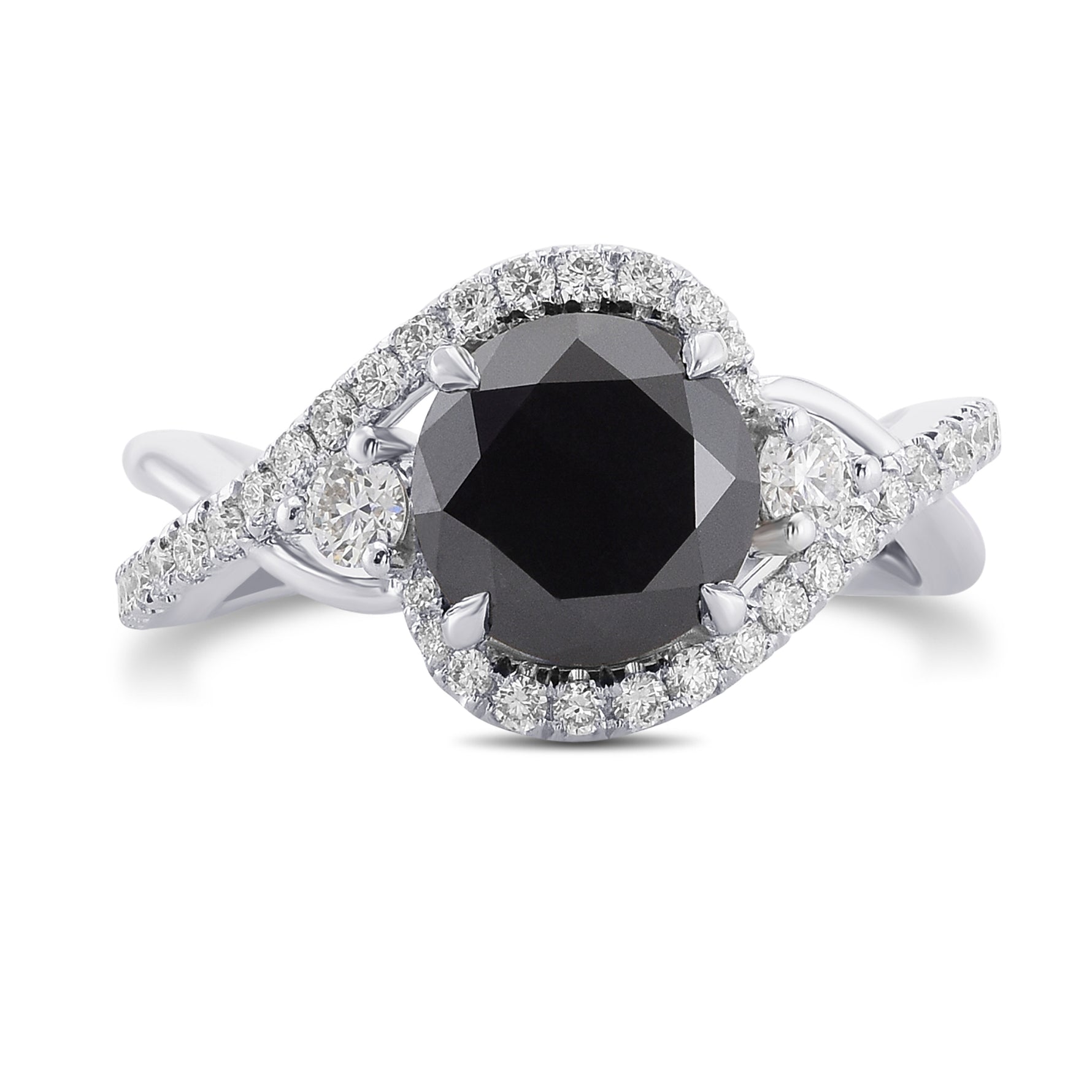 Halo Three-Stone Diamond Ring Setting - 2