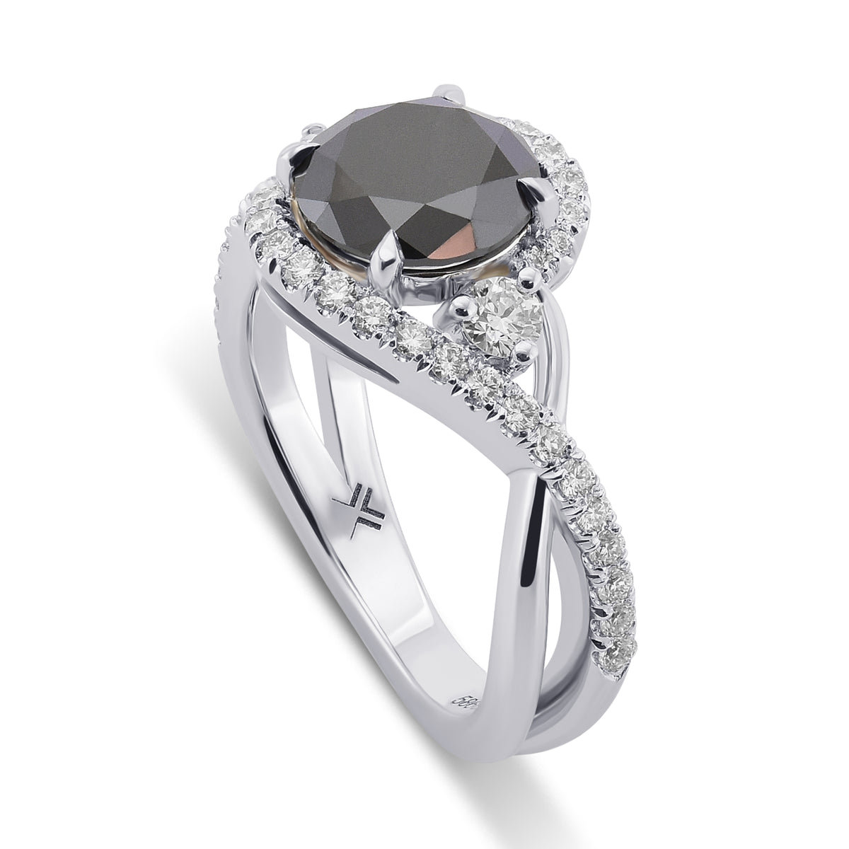 Halo Three-Stone Diamond Ring Setting - 4