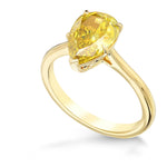 Fancy Deep Brownish Greenish Yellow Pear Diamond Solitaire Ring