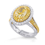Yellow Diamond Double Halo Triple Shank Ring Setting - 3