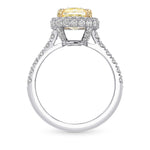 Fancy Yellow Cushion Diamond Halo Wedding Ring Set, with Two Matching Wedding Bands