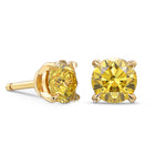 Fancy Deep Yellow Round Stud Earrings