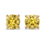 Fancy Deep Yellow Round Stud Earrings