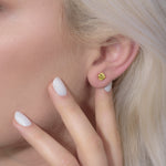 Fancy Deep Yellow Round Stud Earrings