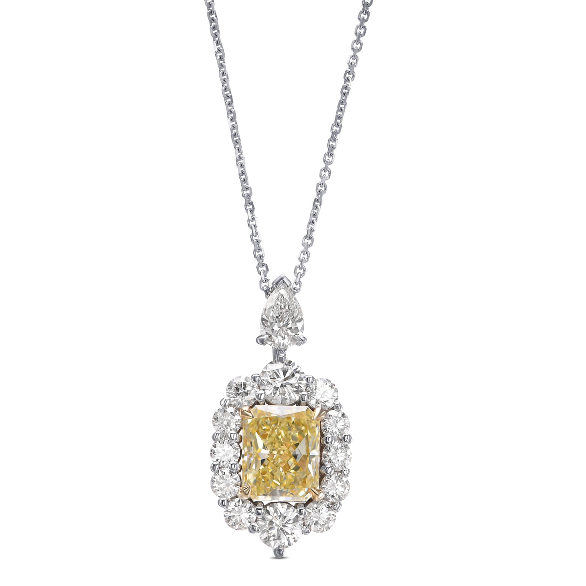 Pear Drop Halo Diamond Pendant
