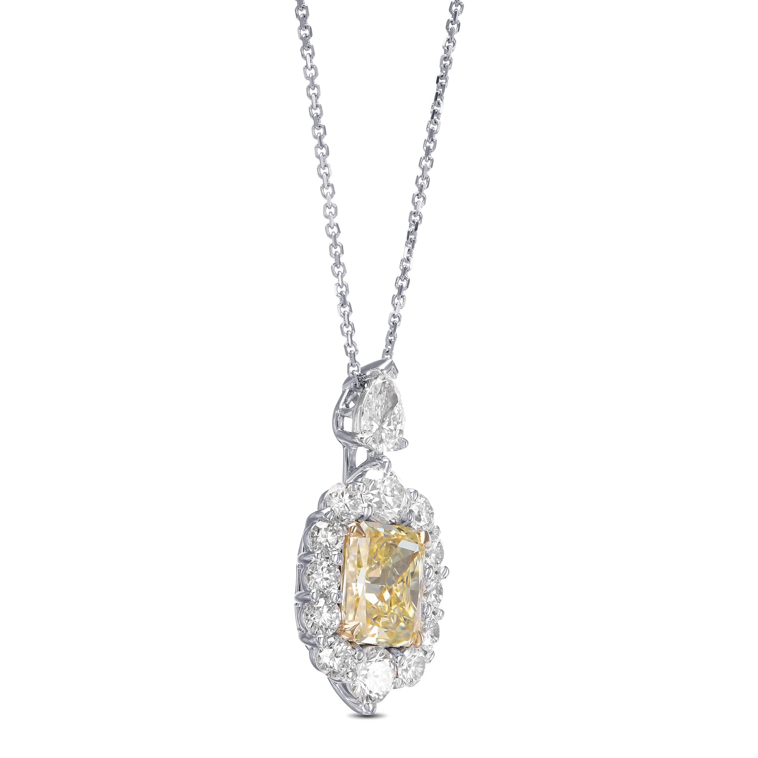 Pear Drop Halo Diamond Pendant - 2
