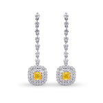 Fancy Vivid Yellow Diamond Halo Drop Earrings 