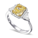 Three Stone Triangle Halo Diamond Ring - 3