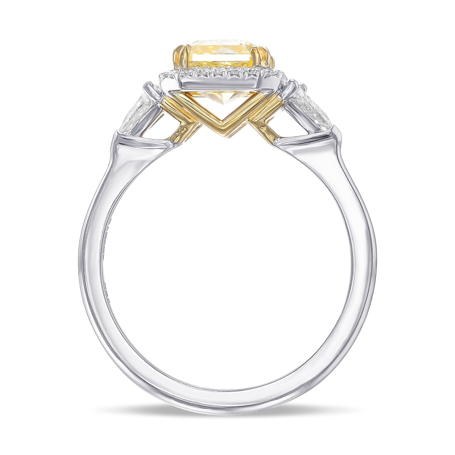 Three Stone Triangle Halo Diamond Ring - 2