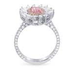Extraordinary Pink Halo and Marquise Diamond Dress Ring Setting - 2