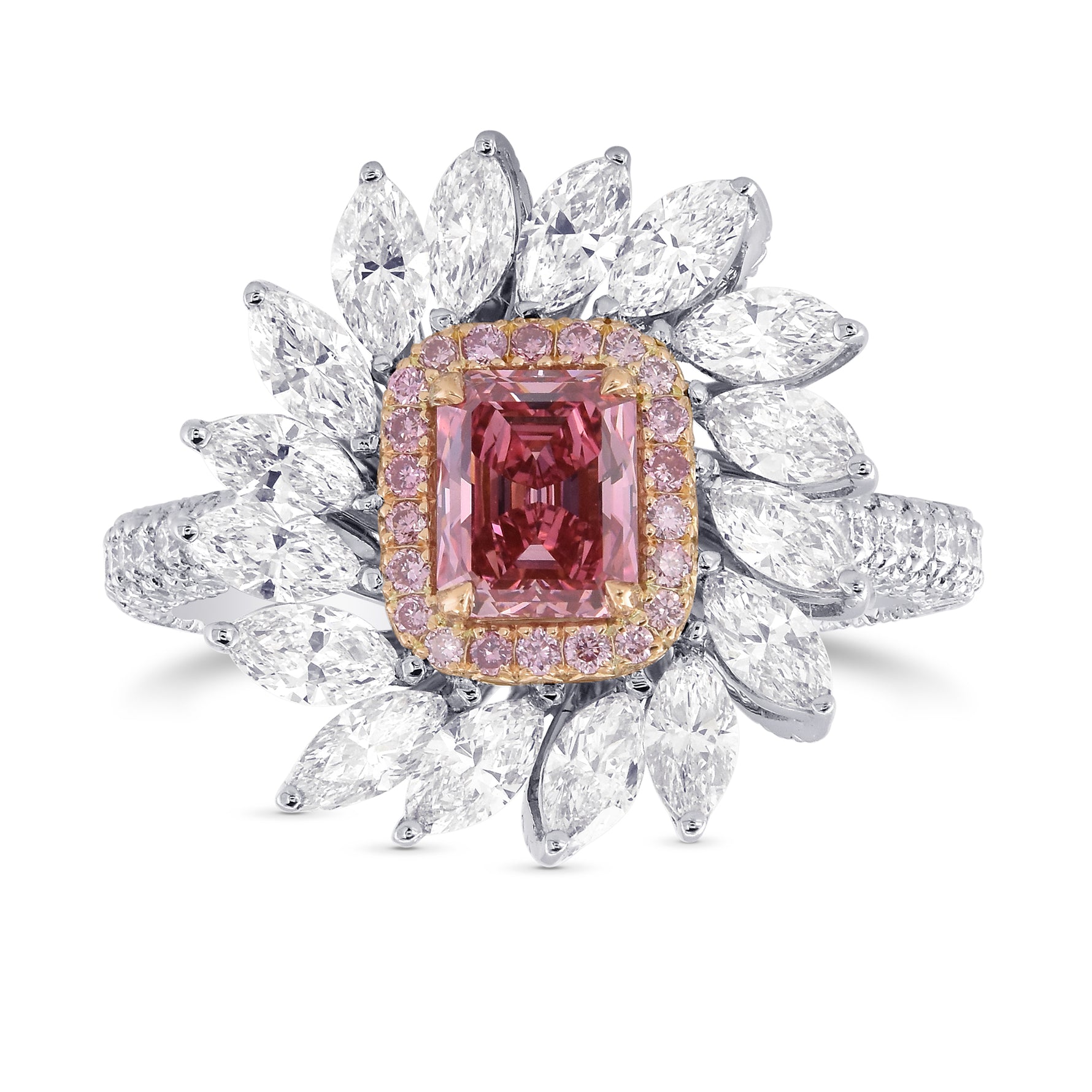 Extraordinary Pink Halo and Marquise Diamond Dress Ring Setting