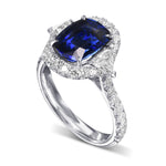 Triangle Three Stone & Halo Diamond Ring Setting - 3