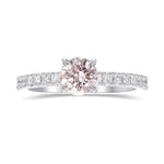 Fancy Orangy Pink Round Side Stone Diamond Ring