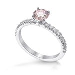 Fancy Orangy Pink Round Side Stone Diamond Ring